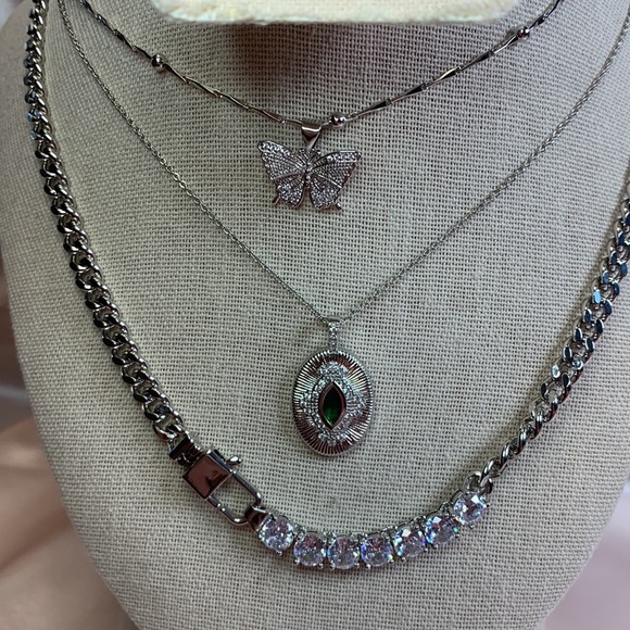 3 PC Set - NEW Pretty Bird Real White Gold Plated Necklaces 16-18" - Picture 5 of 15